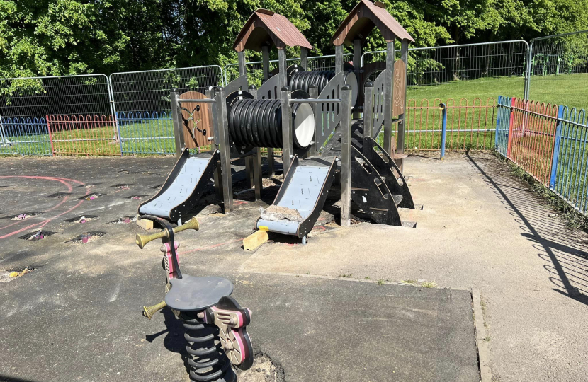 Pictured, the new playground being installed at Lightwater recreation ground