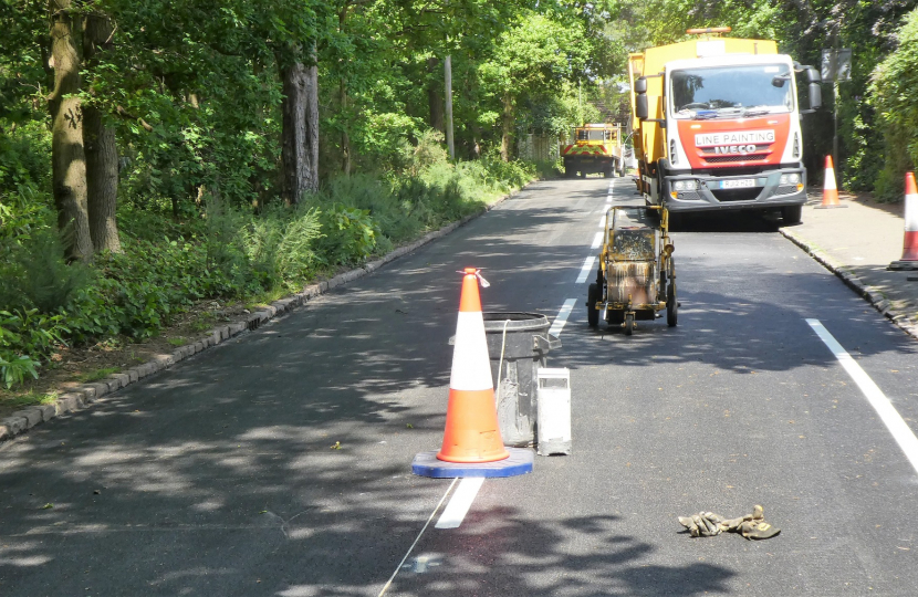 Pictured, the ongoing work to improve Crawley Ridge, Camberley