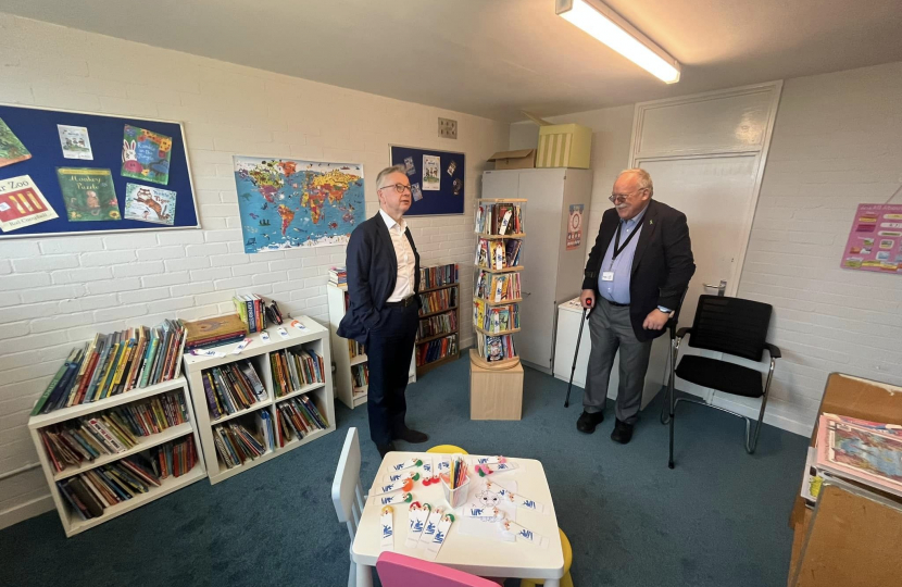 Pictured, Cllrs Shaun Garrett, Trefor Hogg, Lewis Mears, Pat Tedder and Michael Gove MP at the opening of the Community Library at the Pavilion on the Old Dean