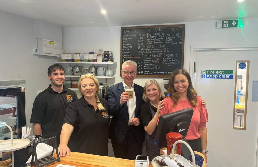 Pictured, Michael Gove MP with the Simply Dine team