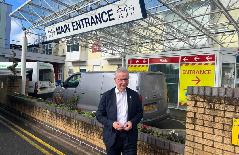 Pictured, Michael Gove MP at Frimley Park Hospital