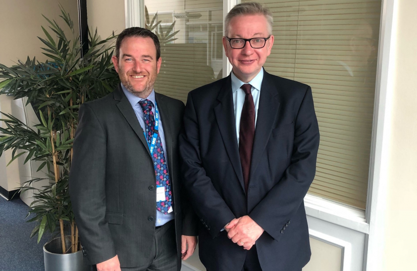 Pictured, Michael Gove MP with Neil Dardis, Chief Executive of Frimley Health NHS Foundation Trust