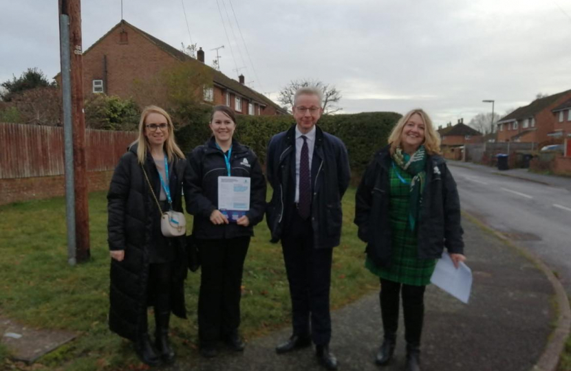 Pictured, Michael Gove MP with staff from Accent Housing