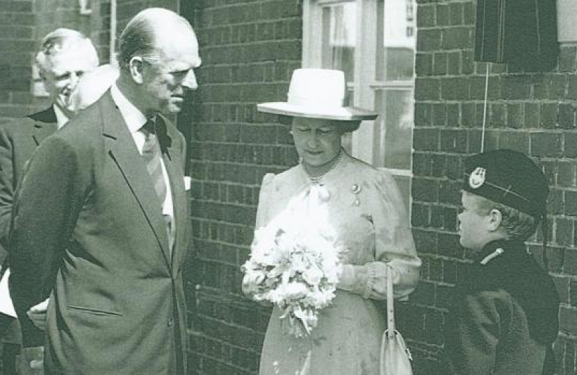 Queen Elizabeth II and the Duke of Edinburgh, Prince Philip, at Gordon School for Boys in West End