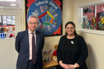 Pictured, Michael with Samantha Armstrong, Headteacher at Lakeside School, Frimley
