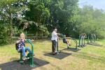 Pictured, Cllr Mark Gordon, Cllr Andrew Willgoss, and Cllr Valerie White at the new outdoor gym in Bagshot