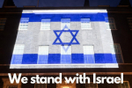 The Israeli flag illuminated on 10 Downing Street
