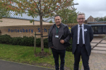 Pictured, Michael Gove MP with Cllr Paul Deach at Portesbery School