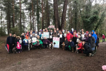 Pictured, Katia Malcaus Cooper, James Harris and David Mansfield with residents from West End and Lightwater as part of the Save Turf Hill campaign