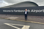 Pictured, Michael Gove MP at Farnborough Airport