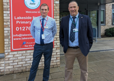 Pictured, Cllr Paul Deach with Executive Head Steve Meakin